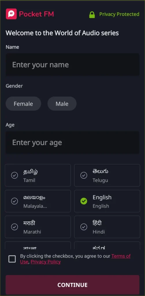 pocket fm login deatail